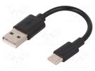 Cable; USB 2.0; USB A plug,USB C plug; 0.1m; black; Core: Cu; PVC Goobay