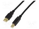 Repeater USB; USB 2.0; USB A plug,USB B plug; 10m; black; 480Mbps LOGILINK
