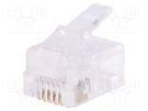Plug; RJ12; PIN: 6; unshielded; gold-plated; Layout: 6p6c; for cable LOGILINK