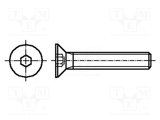 Screw; M3x10; 0.5; Head: countersunk; imbus; HEX 2mm; DIN: 7991 KRAFTBERG K3X10-ISO10642-A2