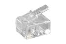 RJ11 Modular Plug for Round Cables, 4-Pin, RJ11/RJ14 male (6P4C), transparent - to crimp onto telephone round cabless, unshielded