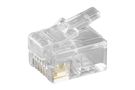 RJ12 Modular Plug for Round Cables,  6-Pin, RJ12 male (6P6C), transparent - to crimp onto telephone round cabless, unshielded