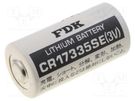 Battery: lithium; 3V; 2/3A,2/3R23; 1800mAh; non-rechargeable FDK