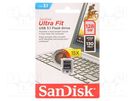 Pendrive; USB 3.2; 128GB; R: 130MB/s; USB A; ULTRA FIT SANDISK