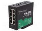 Switch Ethernet; unmanaged; Number of ports: 8; 5÷30VDC; RJ45 BRAINBOXES