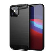 Carbon Case Flexible Cover TPU Case for iPhone 12 mini black, Hurtel