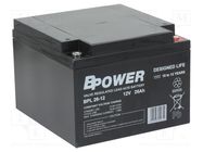 Re-battery: acid-lead; 12V; 26Ah; AGM; maintenance-free; 9.4kg; BPL BPOWER