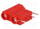 Socket; 4mm banana; 10A; 250VDC; red; silver plated; PCB; 29.7mm DELTRON