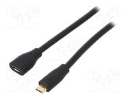 Cable; USB 2.0; USB B micro socket,USB B micro plug; 5m; black LOGILINK