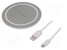 Inductance charger; grey; Standard: Qi,Quick Charge 3.0; 5÷9VDC QOLTEC