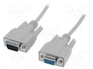 Cable; D-Sub 9pin socket,D-Sub 9pin plug; 2m; grey DIGITUS