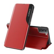 Eco Leather View Case elegant bookcase type case with kickstand for Samsung Galaxy S21+ 5G (S21 Plus 5G) red, Hurtel
