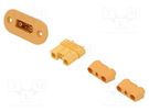 Plug/socket; DC supply; male + female; PIN: 6; soldering; yellow 