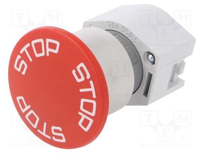 Switch: emergency stop; Stabl.pos: 2; 22mm; red; Illumin: none; IP65 EAO 704.075.3