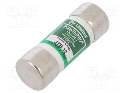 Fuse: fuse; time-lag; 12A; 600VAC; 300VDC; industrial; 20.6x57.2mm LITTELFUSE 0JTD012.T
