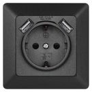 Socket with USB 2,1A max., SCHUKO, anthracite , EMOS