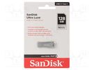 Pendrive; USB 3.2; 128GB; R: 150MB/s; USB A; ULTRA LUXE; silver SANDISK