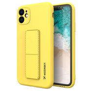 Wozinsky Kickstand Case silicone case with stand for iPhone 12 yellow, Wozinsky