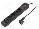 Plug socket strip: protective; Sockets: 5; 250VAC; 10A; black ARMAC