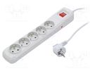 Plug socket strip: protective; Sockets: 5; 250VAC; 10A; grey ARMAC