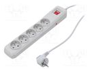 Plug socket strip: protective; Sockets: 5; 250VAC; 10A; grey ARMAC