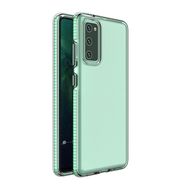 Spring Case clear TPU gel protective cover with colorful frame for Samsung Galaxy A72 4G mint, Hurtel