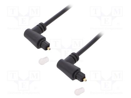 Cable; Toslink plug angled,both sides; 2m; black; Øout: 4mm Goobay TOS-2X90-2.0