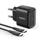 Ugreen USB Type C charger 25W Power Delivery + USB Type C cable 2m black (50581), Ugreen