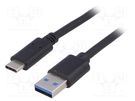 Cable; USB 3.1; USB A plug,USB C plug; nickel plated; 1m; black AKYGA