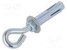 Hook; ring,with a anchor; steel; zinc; Thread len: 72mm DROMET