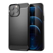 Carbon Case Flexible Cover TPU Case for iPhone 13 Pro black, Hurtel