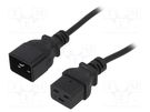 Cable; 3x1mm2; IEC C19 female,IEC C20 male; PVC; 1.8m; black; 16A AKYGA