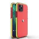 Spring Case clear TPU gel protective cover with colorful frame for iPhone 13 Pro yellow, Hurtel