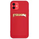 Card Case Silicone Wallet with Card Slot Documents for iPhone 12 Pro red, Hurtel