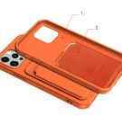 Card Case Silicone Wallet with Card Slot Documents for iPhone 13 mini orange, Hurtel
