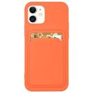 Card Case Silicone Wallet with Card Slot Documents for iPhone 13 mini orange, Hurtel