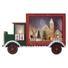 LED Advent calendar, wooden car, 20x30.5 cm, 2x AA, indoor, warm white, timer, EMOS