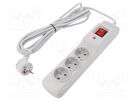 Plug socket strip: protective; Sockets: 3; 250VAC; 10A; grey ARMAC