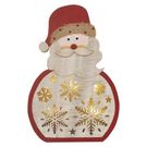 LED decoration, wooden – Santa, 30 cm, 2x AA, indoor, warm white, timer, EMOS