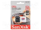 Memory card; microSDHC; R: 120MB/s; Class 10 UHS U1; 32GB; adapter SANDISK