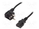 Cable; 3x0.5mm2; CEE 7/7 (E/F) plug angled,IEC C13 female; PVC AKYGA