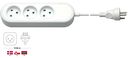 3-way power strip Denmark, 1,5 m, white, 1.5 m - for connecting up to three electronic devices
