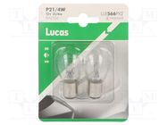 Filament lamp: automotive; BAZ15D; transparent; 12V; 21/4W; LLB LUCAS