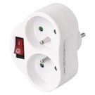 Multiple Socket 2× round with switch, white, EMOS