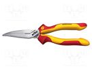 Pliers; insulated,curved,half-rounded nose; steel; 200mm; 1kVAC WIHA