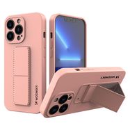 Wozinsky Kickstand Case iPhone 13 mini pink silicone case with stand, Wozinsky
