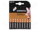 Battery: alkaline; 1.5V; AAA,R3; non-rechargeable; 18pcs. DURACELL