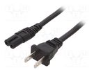 Cable; 2x18AWG; IEC C7 female,NEMA 1-15 (A) plug; PVC; 2m; black SCHURTER