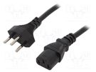 Cable; 3x1mm2; IEC C13 female,SEV-1011 (J) plug; PVC; 2.5m; black SCHURTER