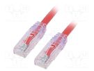 Patch cord; TX6A™ 10Gig,U/UTP; 6a; solid; Cu; PVC; red; 5m; 24AWG PANDUIT